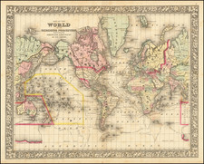 World Map By Samuel Augustus Mitchell Jr.