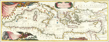Italy and Mediterranean Map By Vincenzo Maria Coronelli