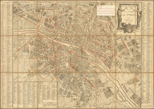 [Paris -- With Manuscript Additions Showing The 20 Departments]  Plan Routier De La Ville et Faubourg De Paris 1777 . . .  