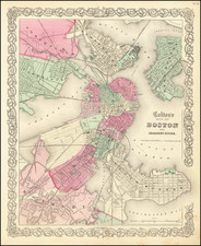 Boston Map By Joseph Hutchins Colton