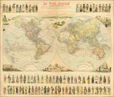 [Wall Map of the World] Mappemonde Dressee et Grave Specialement pour Le Petit Journal D’apres les Documents le Plus Regents . . .  By Menetrier