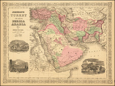 Middle East, Arabian Peninsula and Turkey & Asia Minor Map By Alvin Jewett Johnson  &  Benjamin P Ward