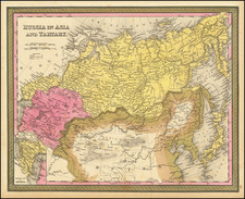 China, Central Asia & Caucasus and Russia in Asia Map By Samuel Augustus Mitchell