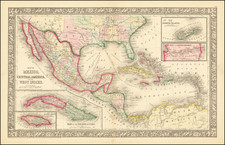 Southwest, Mexico and Caribbean Map By Samuel Augustus Mitchell Jr.