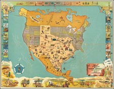 Official Texas Brags Map of North America . . . Scale One Inch = 6 Texas Grapefruit  [With Original Envelope!]