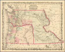 Idaho, Pacific Northwest, Oregon and Washington Map By Alvin Jewett Johnson  &  Benjamin P Ward