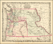 Idaho, Montana, Wyoming, Oregon and Washington Map By Alvin Jewett Johnson  &  Ross C. Browning