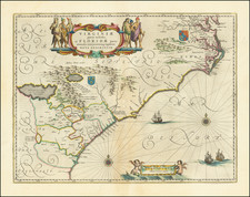 Southeast, Virginia, Georgia, North Carolina and South Carolina Map By Willem Janszoon Blaeu