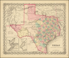 Texas Map By Joseph Hutchins Colton