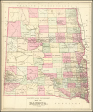 North Dakota and South Dakota Map By Samuel Augustus Mitchell Jr.