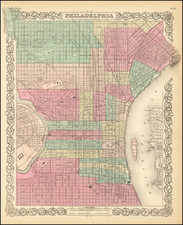 Philadelphia Map By Joseph Hutchins Colton