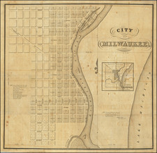 (First Printed Map of Milwaukee) City of Milwaukee By Byron Kilbourn / W. Haviland / Increase Lapham