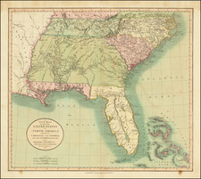 Florida, South, Alabama, Mississippi, Tennessee, Southeast, Georgia, North Carolina and South Carolina Map By John Cary