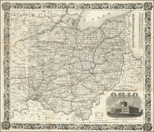 Ohio Map By Joseph Hutchins Colton