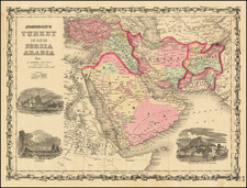 Middle East and Arabian Peninsula Map By Alvin Jewett Johnson  &  Benjamin P Ward