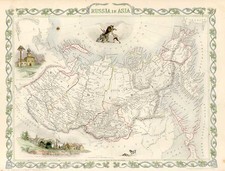 World, Polar Maps, Asia, Central Asia & Caucasus and Russia in Asia Map By John Tallis