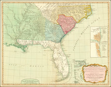 A New and General Map of the Southern Dominions Belonging to The United States of America, viz North Carolina, South Carolina, and Georgia: with the bordering Indian Countries, and the Spanish Possessions of Louisiana and Florida . . 1794 By Richard Holmes Laurie  &  James Whittle