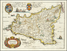 Sicily Map By Matthaeus Merian