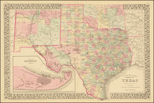 Texas Map By Samuel Augustus Mitchell Jr.