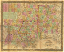 Louisiana, Alabama and Mississippi Map By Samuel Augustus Mitchell