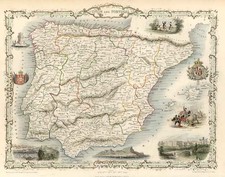 Europe, Spain and Portugal Map By John Tallis