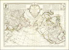 Polar Maps, Alaska, North America, Pacific, Russia in Asia and Canada Map By Philippe Buache / Joseph-Nicholas Delisle