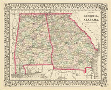 County Map of Georgia and Alabama By Samuel Augustus Mitchell Jr.