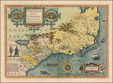 Mid-Atlantic and Southeast Map By Jodocus Hondius