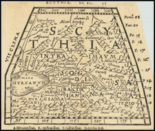 Central Asia & Caucasus, Persia & Iraq and Russia in Asia Map By Johann Honter