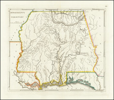 South, Alabama and Mississippi Map By Mathew Carey