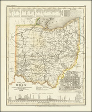 Neueste Karte von Ohio mit seinen Canaelen, Strassen & Entfernungen der Hauptpunkte. Nach den bessten Quellen verbessert. 1845 By Joseph Meyer