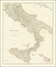 Southern Italy, Malta and Sicily Map By John Arrowsmith