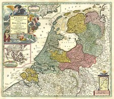 New England, Europe and Netherlands Map By Johann Baptist Homann