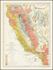 Nevada, California and Geological Map By Edmond Guillemin-Tarayre