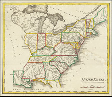 United States Map By Mathew Carey