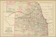 Kansas and Nebraska Map By Samuel Augustus Mitchell Jr.