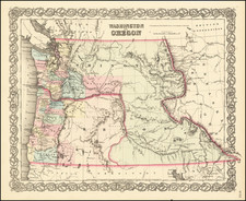 Idaho, Oregon and Washington Map By Joseph Hutchins Colton