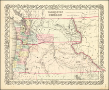 Idaho, Oregon and Washington Map By Joseph Hutchins Colton