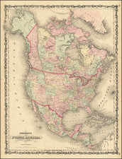 North America Map By Alvin Jewett Johnson  &  Ross C. Browning