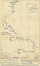 Atlantic Ocean, United States, Caribbean and Bermuda Map By Quebec Steamship Company