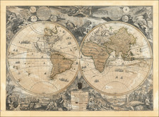 World, World, Celestial Maps and Curiosities Map By Nicolas de Fer