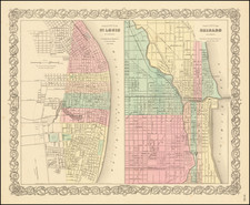 Missouri and Chicago Map By Joseph Hutchins Colton