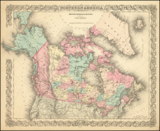 Northern America.  British, Russian & Danish Possessions in North America By Joseph Hutchins Colton