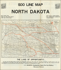 North Dakota Map By Soo Line