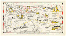 Plains, Southwest, Rocky Mountains, Oregon, Washington, Pictorial Maps and California Map By American Pioneer Trails Association