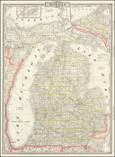 Michigan Map By George F. Cram