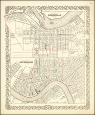 Kentucky and New Orleans Map By Joseph Hutchins Colton