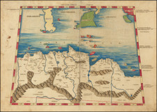 Malta, Sicily and North Africa Map By Claudius Ptolemy / Bernardus Venetus de Vitalibus