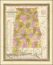 Alabama Map By Samuel Augustus Mitchell