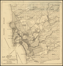 Map of San Diego and Vicinity.  Published by Eugene Frandzen, 1128 B. Street (with birdseye view on verso)